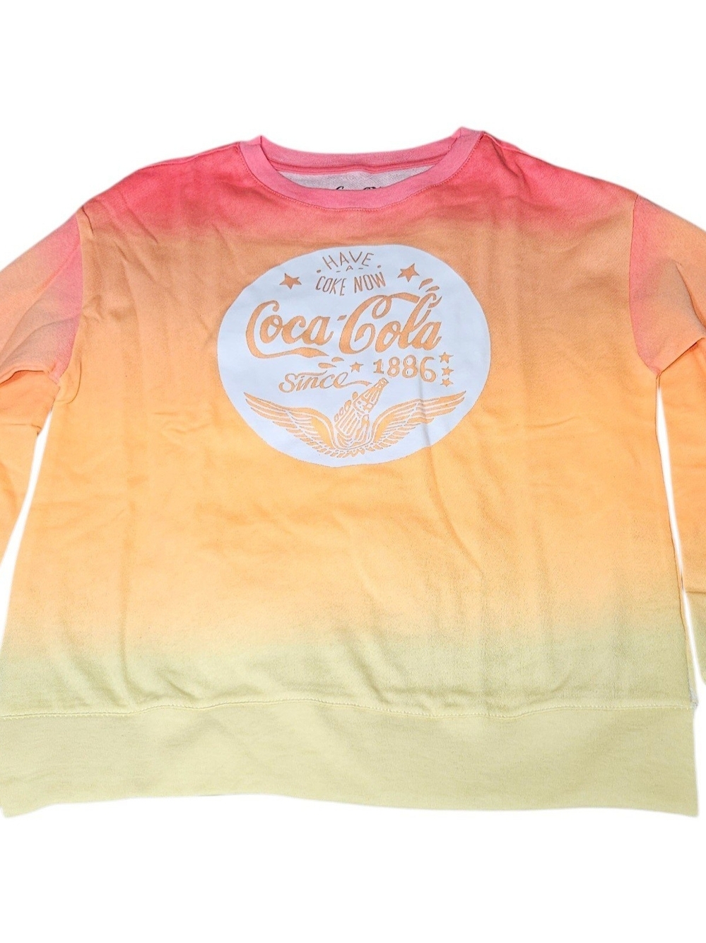 Coca Cola Ombre Crewneck Sweatshirt in Pink, Orange, Yellow